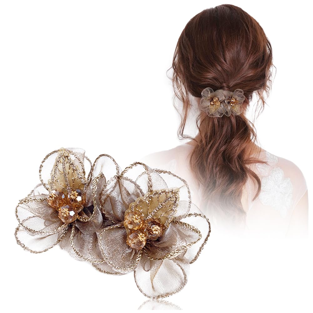 Amazon.co.jp: FASELE ヘアクリップ バレッタ キラキラ 花 メッシュ